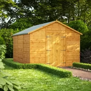 Image of Power Sheds 12 x 10ft Double Door Apex Shiplap Dip Treated Windowless Shed