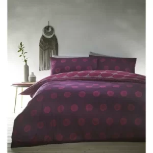 image of Joel Plum King Size Duvet Cover Set Bedding Purple Spotted Diamond Pattern