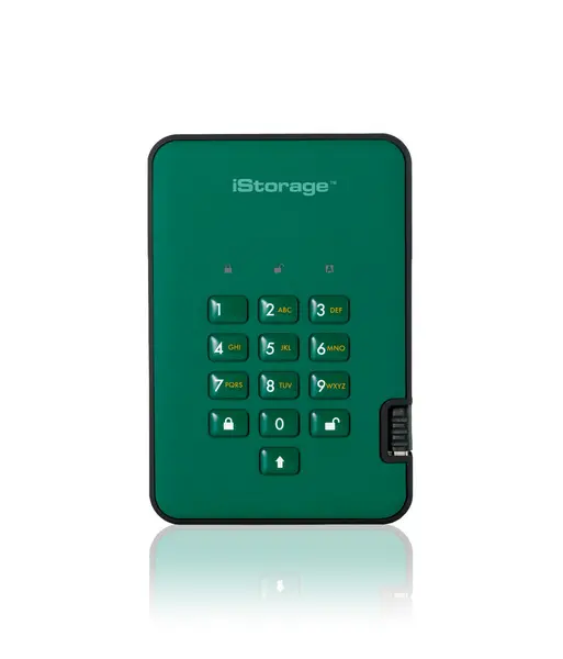 Image of iStorage iStorage diskAshur2 256-bit 256GB USB 3.1 secure encrypted solid-state drive - Green IS-DA2-256-SSD-256-GN IS-DA2-256-SSD-256-GN