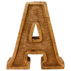 Image of Letter A Hand Carved Wooden Embossed