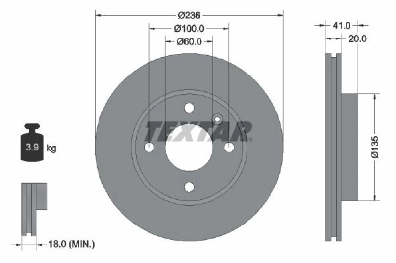 Image of Brake disc TEXTAR 92278703