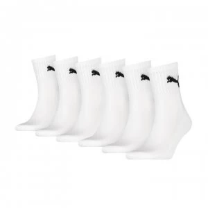 Puma 6 Pack Short Crew Socks - White