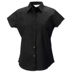 Image of Russell Collection Ladies/Womens Cap Sleeve Easy Care Fitted Shirt (S) (Black)