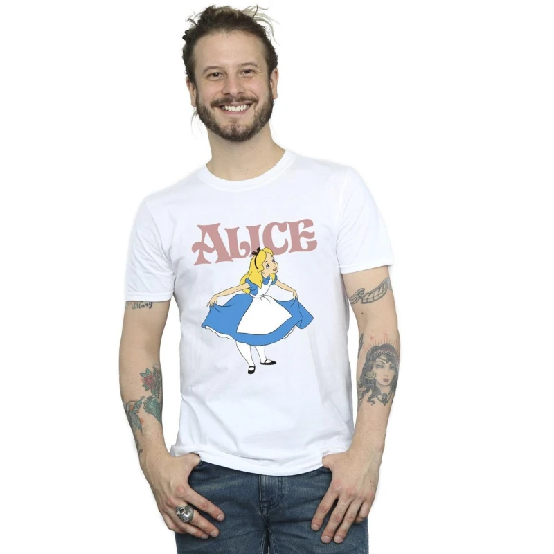 Image of Disney Men Alice In Wonderland Take A Bow T-Shirt in White Size: large White L Male 5063283626195