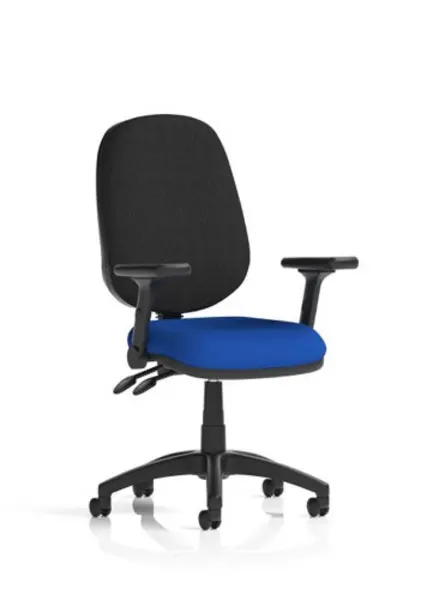 Image of Eclipse Eclipse Plus II Lever Task Operator Chair Bespoke Colour Seat Stevia Blue With Height Adjustable And Folding Arms KCUP1737