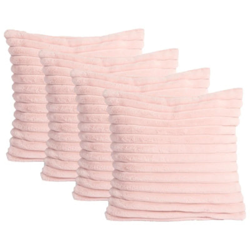 Image of OHS OHS 2 x Faux Fur Thick Rib Filled Cushion Covers in Pink Size: 45cm x 45cm Pink 45cm x 45cm Unisex 5027434212378