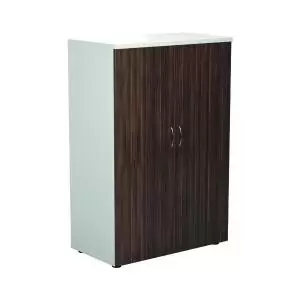 image of 1600 Wooden Cupboard (450MM Deep) White Carcass Dark Walnut Doors