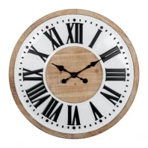 HOMETIME Metal & Wood Wall Clock with Roman Numerals 60cm