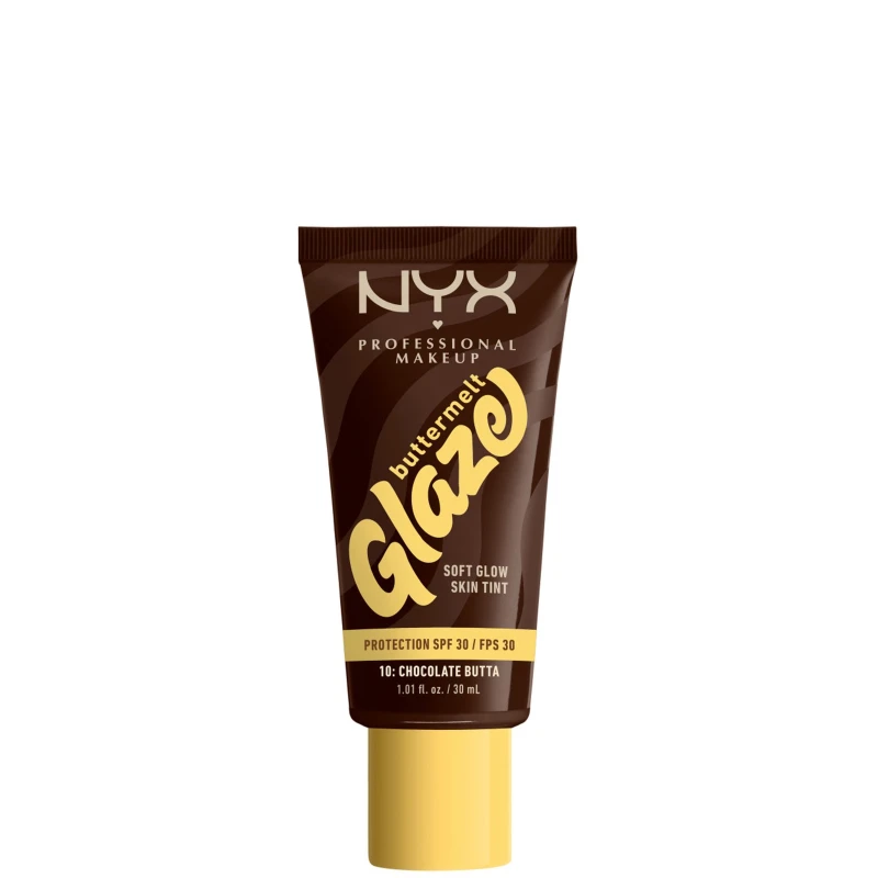 Image of NYX Professional Makeup Buttermelt Glaze Soft Glow Skin Tint + SPF/FPS 30 Foundation (Various Shades) - Chocolate