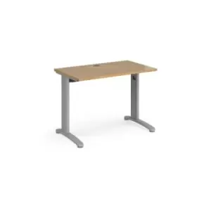 image of Office Desk Rectangular Desk 1000mm Oak Tops With Silver Frames 600mm Depth TR10