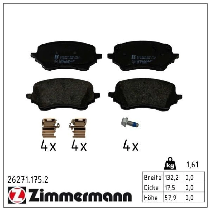 Image of ZIMMERMANN Brake pad set ZIMMERMANN 26271.175.2