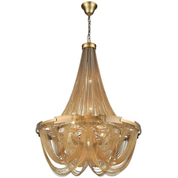 image of 6 Light Chandelier Brass Finish, E14 - Spring Lighting