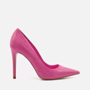 Image of Dune Womens Amaretto Reptile Print Leather Court Shoes - Pink - UK 7