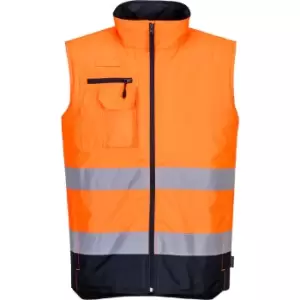 Image of Oxford Weave 300D Class 2 Two Tone Hi Vis Bodywarmer Orange / Navy XL