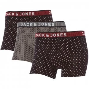 image of Jack and Jones 3PK Jacpeter Dot Waistband Trunks - Black