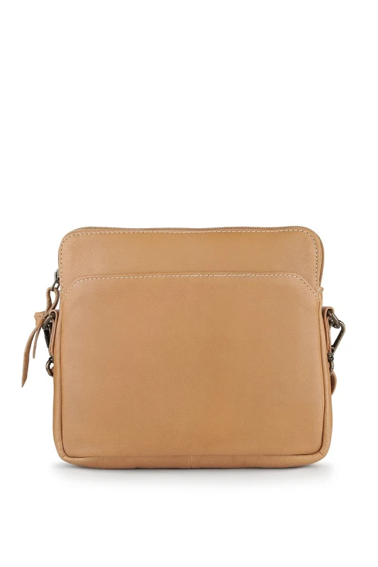 Image of PRIMEHIDE 'Washed Cancun' Leather Small Crossbody Bag Light Sand