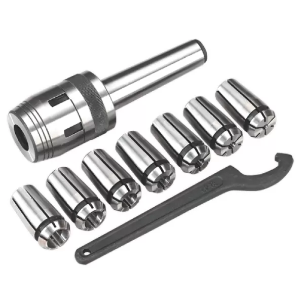 Image of Genuine SEALEY SM2502MCS Mill Chuck Set MT3-M12 Ø4-16mm