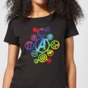 Image of Avengers Rainbow Icon Womens T-Shirt - Black