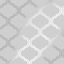 Image of Holden Decor Gilistening Geometric Trellis Grey / Silver Wallpaper