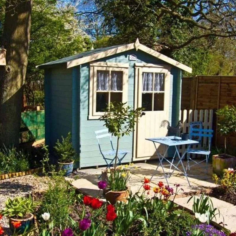 Image of Shires Avesbury 19mm Log Cabin 10 x 10 Feet in Blue Blue Unisex