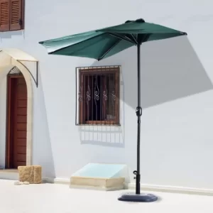 Image of Outsunny 2.7 m Half Round Umbrella Parasol-Green