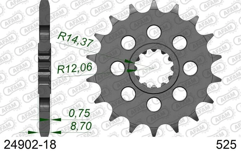 Image of AFAM Steel Standard Front Sprocket 24902 - 525