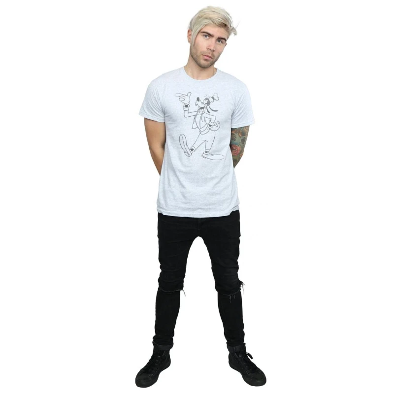 Image of Disney Men Goofy Classic Baseball T-Shirt in Grey Size: Small Grey S Male 5057245541718