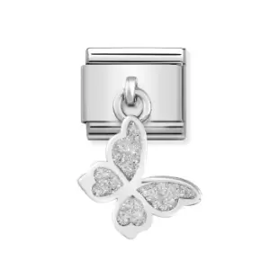 Image of Nomination Classic Silver Glitter Butterfly Pendant Charm