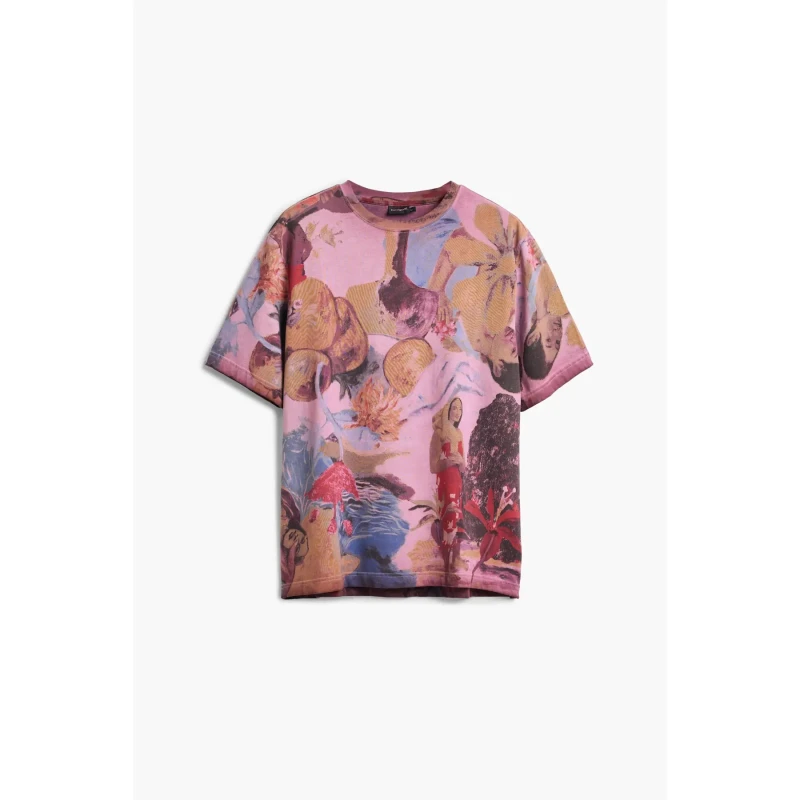 Image of Desigual Printed T-Shirt Desigual GAU Rouge Male M