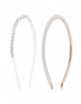 image of Lipsy Gold Colour Pearl Headbands Pack of 2