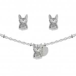 image of Radley Silver Plated 3D Dog Charm Necklace/Stud Earring Set