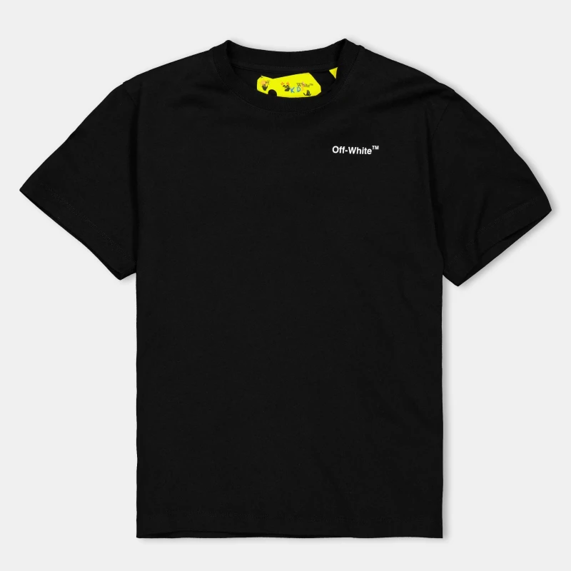 Image of Off White Kids Industrial Cotton Short Sleeve Crew Neck T-Shirt Black male 8Y
