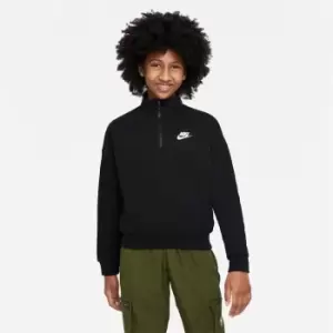 Image of Nike Sportswear Club Fleece Big Kids (Girls') 1/2-Zip Top - Black