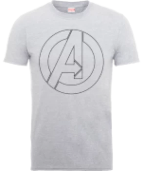 Image of Marvel Avengers Assemble Captain America Outline Logo T-Shirt - Grey - L