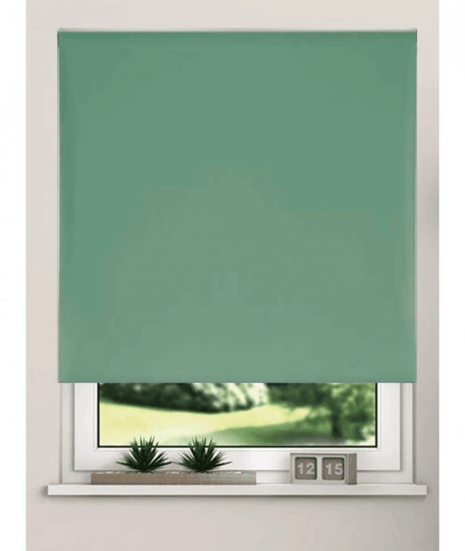 Image of New Edge Blinds Thermal Blackout Roller Blinds 175cm Drop x Width 160cm Basil in Emerald Size: 120cm width x 175cm drop Emerald Unisex 120cm widt