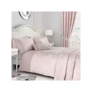 Image of Serene Blossom Floral Jacquard Cotton Blend Duvet Cover Set, Blush, King