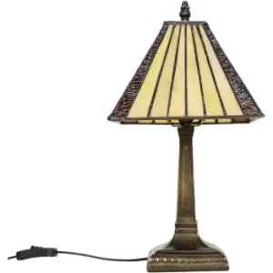 image of Minisun - Traditional Tiffany Bedside Table Lamp Light Tinted Glass Shade - No Bulb