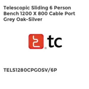 image of TC Group Telescopic Sliding 6 Person Bench 1200 x 800 Cable Port Grey Oak-Silver