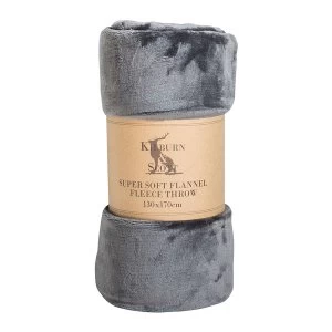 image of Gallery Flannel Fleece Throw - Steel