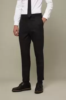 Image of Mens Slim Fit Black Textured Suit Trousers
