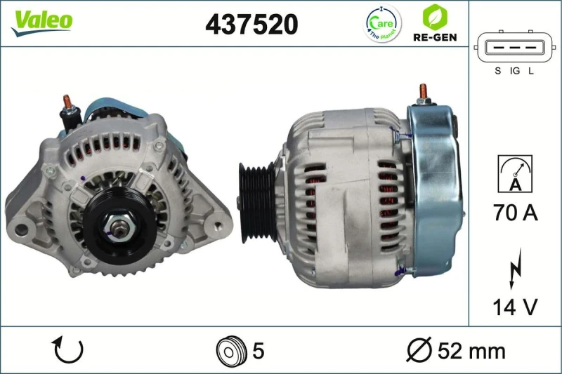 Image of VALEO 437520 Generator Alternator Charging Current: 70A, Voltage: 14V Alternator (4)