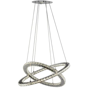 image of Searchlight Lighting - Searchlight Clover - Integrated LED 1 Ceiling Pendant Light Chrome with Crystals, GU10