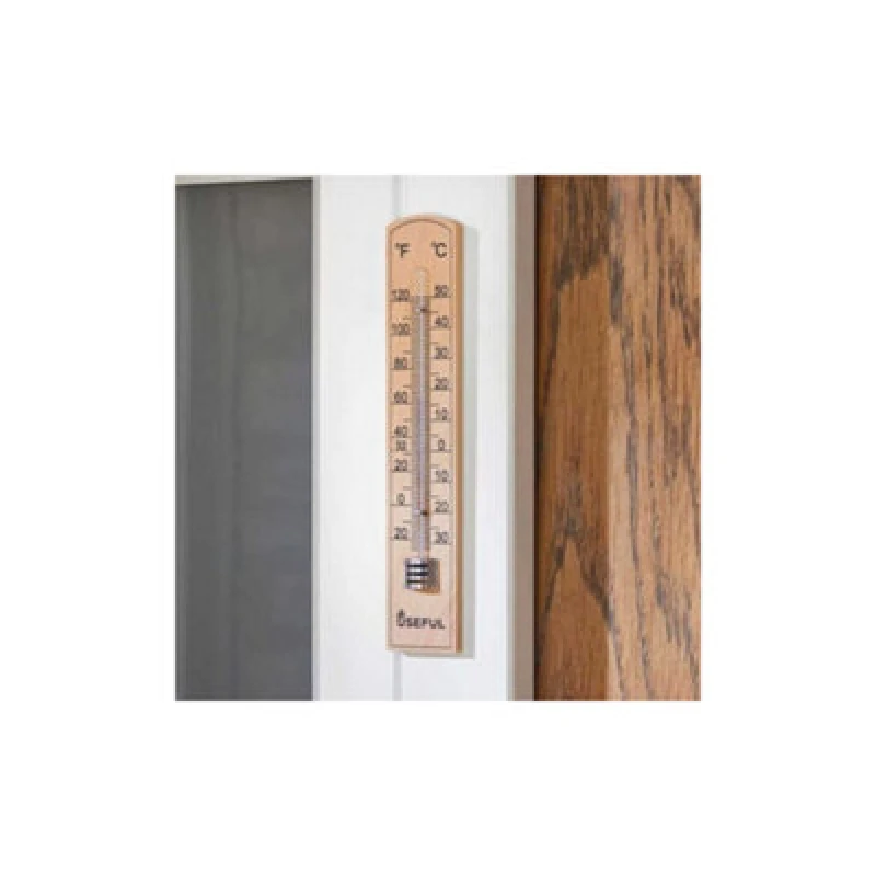 Image of Useful Wooden Wall Thermometer - Brown, Brown 8860004