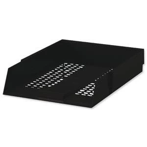 image of 5 Star Foolscap High impact Polystyrene Letter Tray Black CP0435SBLK