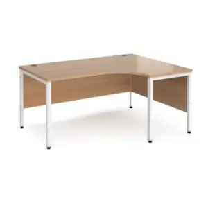 image of Office Desk Right Hand Corner Desk 1600mm Beech Top With White Frame 1200mm Depth Maestro 25 MB16ERWHB