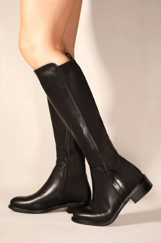 Image of Where's That From 'Parker' Knee High Boots With Side Zip Black