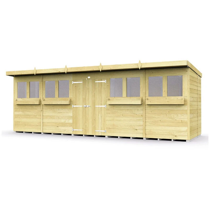 Image of Flat Pack Sheds DIY Sheds 20 x 6 Pent Summer Shed, Brown 20X6PSSFF