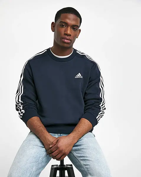 image of Adidas adidas 3 Stripes Fleece Sweatshirt Navy Male S34/37 DI08601