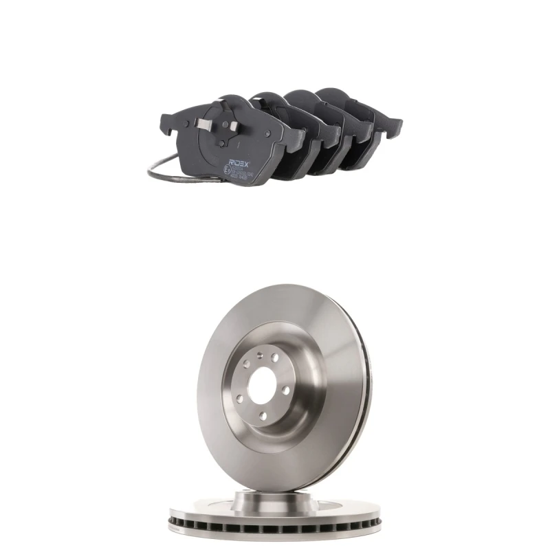 Image of RIDEX 3405B3112 Brake disc and pads set Front Axle, Brake Disc Type: internally vented, incl. wear warning contact Brake Set,disc brakes (3405)