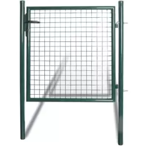 image of Single Door Fence Gate Powder-Coated Steel vidaXL - Green